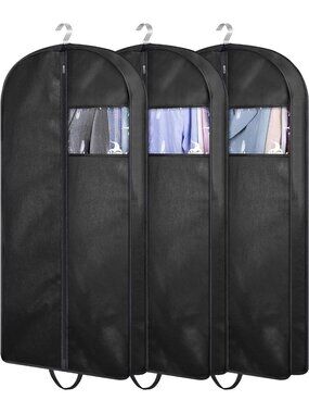 43" Gusseted Suit Bags for Closet Storage & Travel - 3 Pack Garment Covers